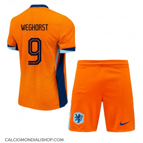 Maglie da calcio Olanda Wout Weghorst #9 Prima Maglia Bambino Europei 2024 Manica Corta (+ Pantaloni corti)